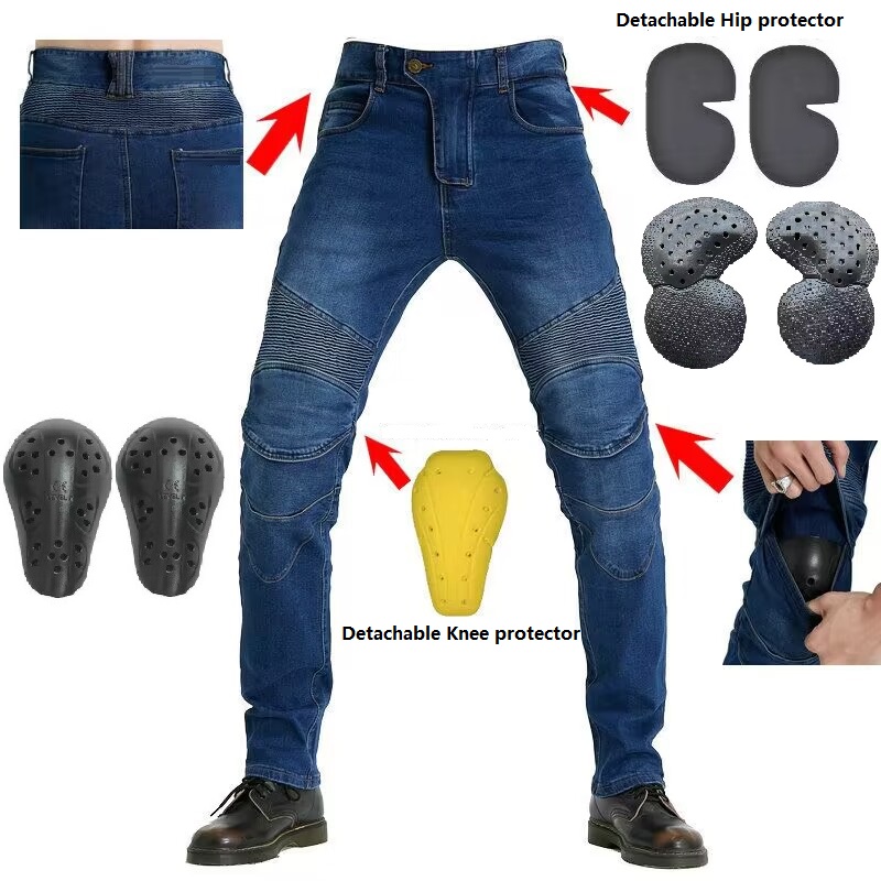 Motorcycle Gear Testing - Erkek Kot Pantolon Nakışlı Motosiklet Pantolonu